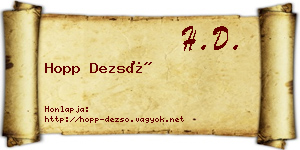Hopp Dezső névjegykártya